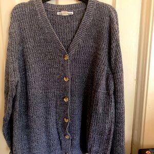Textured navy blue cardigan. XL. Cotton